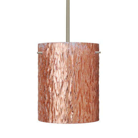 Besa Lighting Tamburo 8 Stem Pendant, Stone Copper Foil, Satin Nickel Finish, 1x100W Incandescent 1TT-4006CS-SN